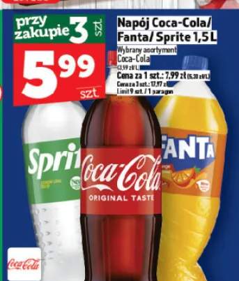 Napój Coca-Cola / Fanta / Sprite 1,5 L