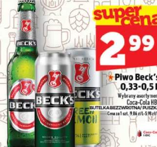 Piwo Beck's 0,33-0,5 l