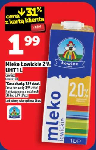 Mleko Łowickie 2% UHT 1L