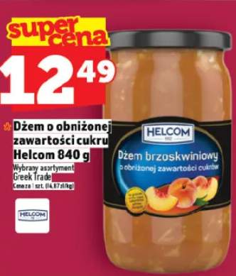 Dżem o obniżonej zawartości cukru brzoskwiniowy 840g