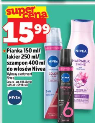 Pianka 150 ml / lakier 250 ml / szampon 400 ml do włosów Nivea