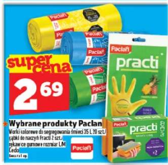 Wybrane produkty Paclan worki kolorowe na segregowane śmieci 5L lub do czyszczenia Praci 5 szt. rękawice gumowe rozmiar L/M