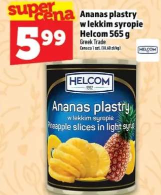 Ananas plastry w lekkim syropie