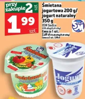 Śmietana jogurtowa 200g / jogurt naturalny 350g