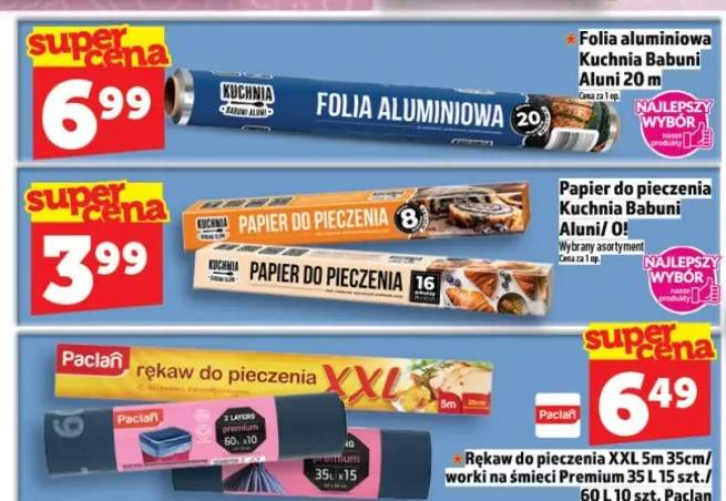 Rękaw do pieczenia XXL 5m 35cm/worki na śmieci Premium 35l 15 szt./60l 10 szt.