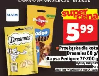 Przekąska dla kota Dreamies 60g/dla psa Pedigree 77-200g