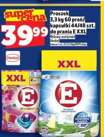 Proszek 3,3 kg 60 prań / kapsułki 44/48 szt. do prania E XXL