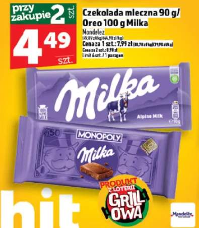 Czekolada mleczna 90g / Oreo 100g