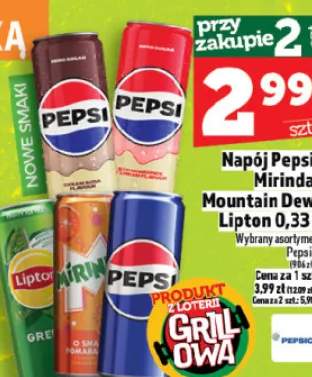 Napój Pepsi / Mirinda / Mountain Dew / Lipton 0,33l