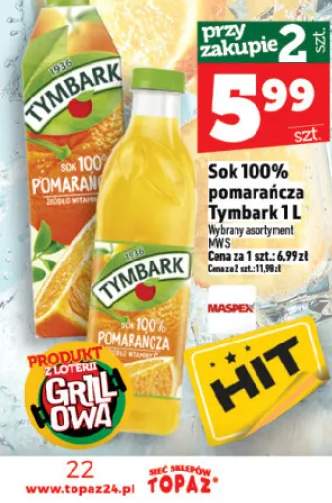 Sok 100% pomarańcza Tymbark