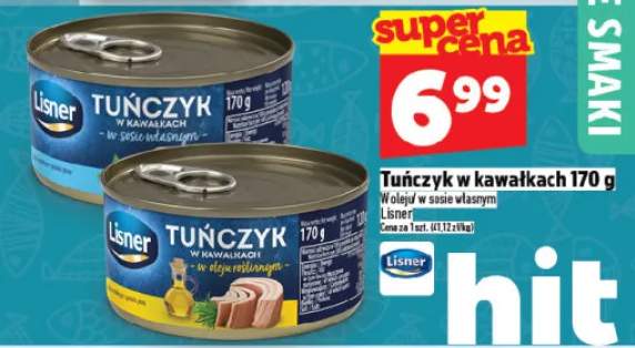 Tuńczyk w kawałkach w oleju w sosie własnym