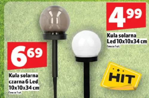 Kula solarna czarna 6 Led 10x10x34cm