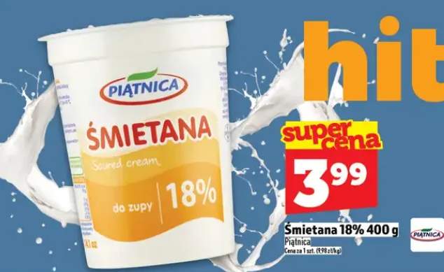 Śmietana 18% do zupy Piątnica