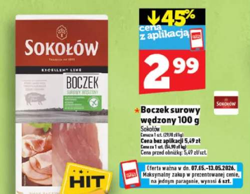 Boczek surowy wędzony Sokołów Excellent Line