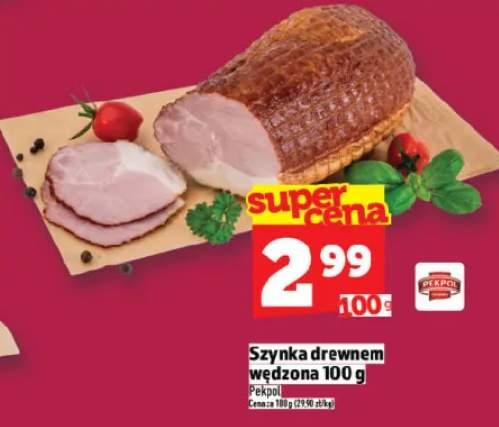 Szynka drewnem wędzona Pekpol