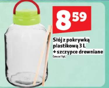 Słój z pokrywką plastikową 3l ze szczypce drewniane