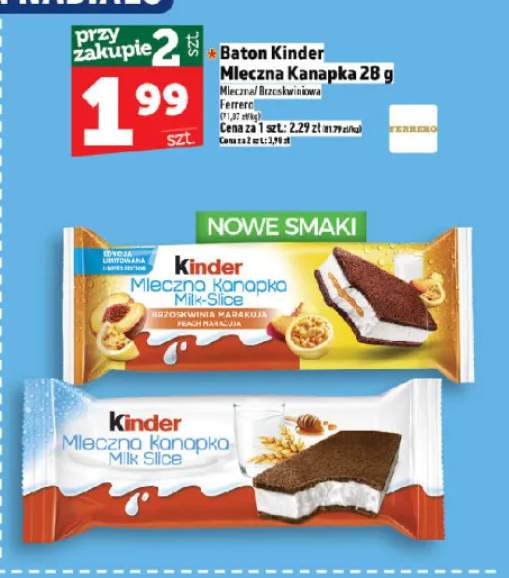 Baton Kinder Mleczna Kanapka Brzoskwiniowa