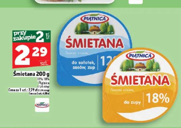 Śmietana 12% do sałatek, sosów, zup Piątnica