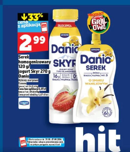 Jogurt pitny Danone Danio Skyr truskawka