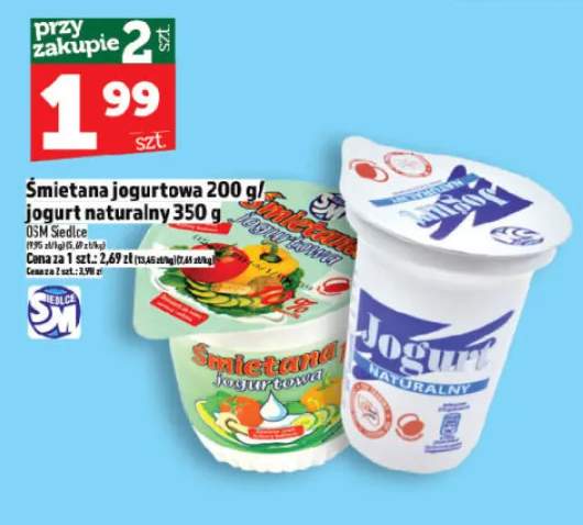 Śmietana jogurtowa / jogurt naturalny OSM Siedlce