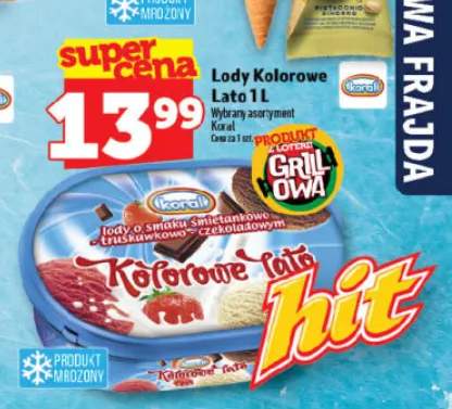 Lody Kolorowe Lato o smaku śmietankowo-truskawkowo-czekoladowym