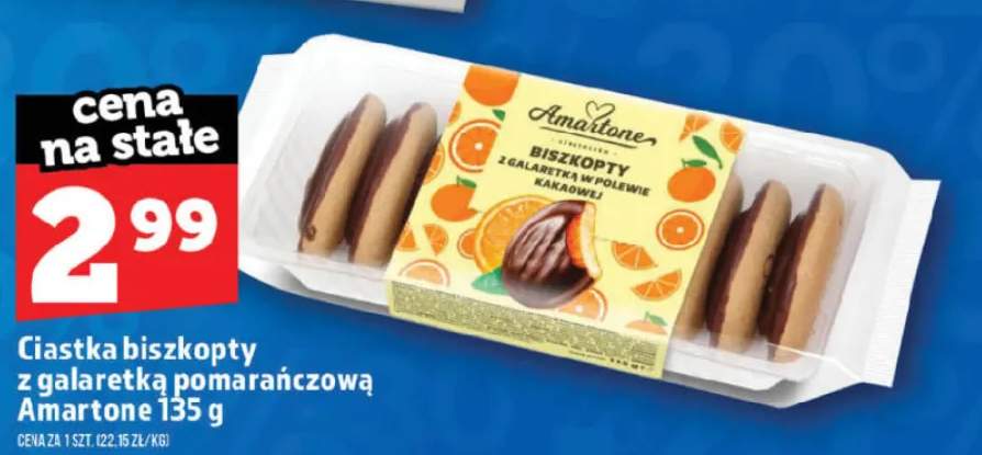 Ciastka biszkopty z galaretką pomarańczową Amartone