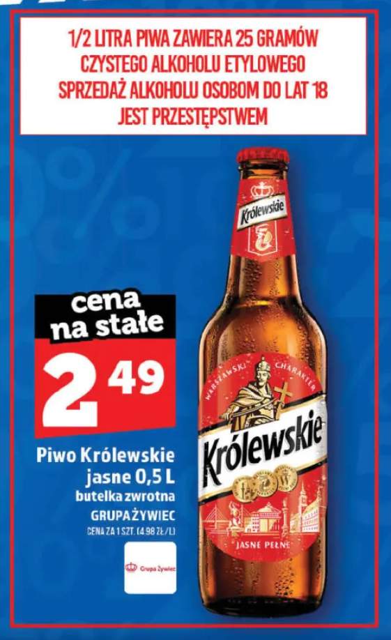 Piwo Królewskie jasne pełne butelka zwrotna