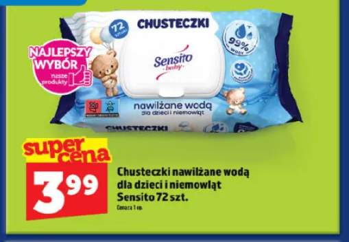 Chusteczki nawilżane wodą dla dzieci i niemowląt Sensito