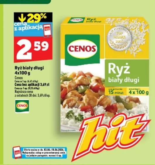 Ryż biały długi Cenos 4-pak 100g