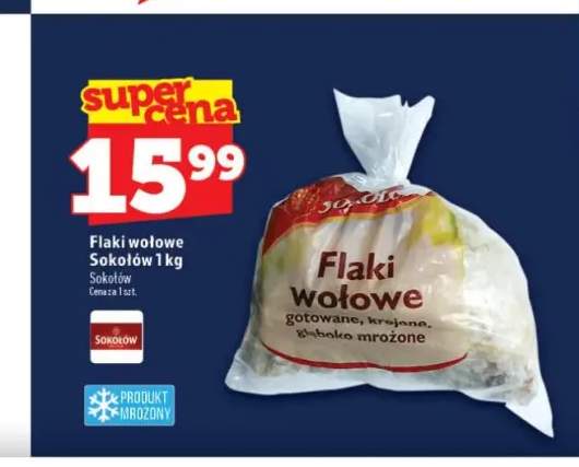 Flaki wołowe gotowane krojone mrożone Sokołów