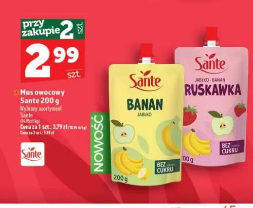 Mus owocowy Sante banan jabłko