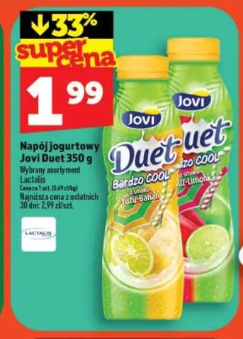 Napój jogurtowy Jovi Duet o smaku Yuzu-Banan