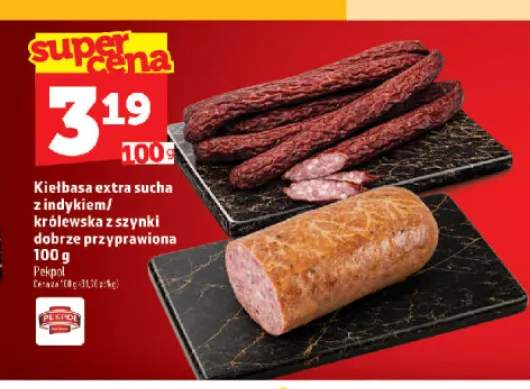 Kiełbasa extra sucha z indykiem Pekpol +1 wariant