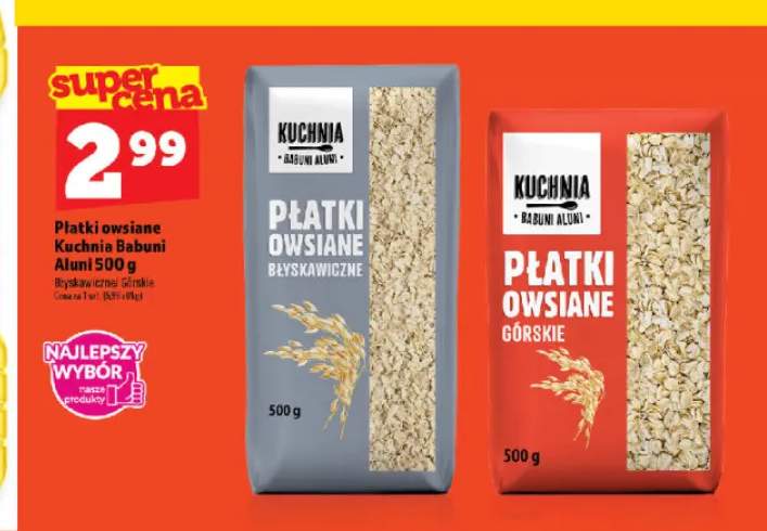 Płatki owsiane błyskawiczne Kuchnia Babuni Aluni +1 wariant