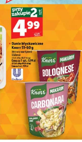 Danie błyskawiczne Knorr makaron bolognese +1 wariant