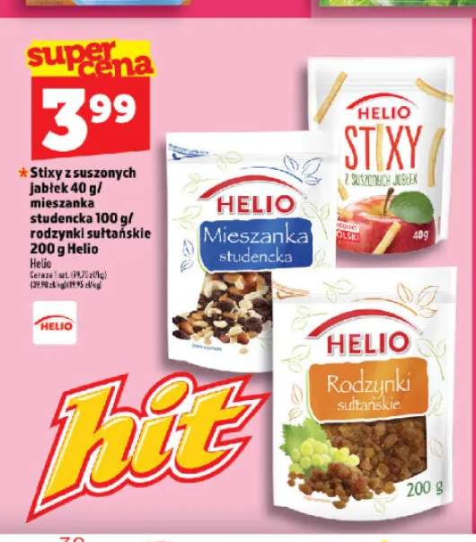 Stixy z suszonych jabłek Helio +2 warianty