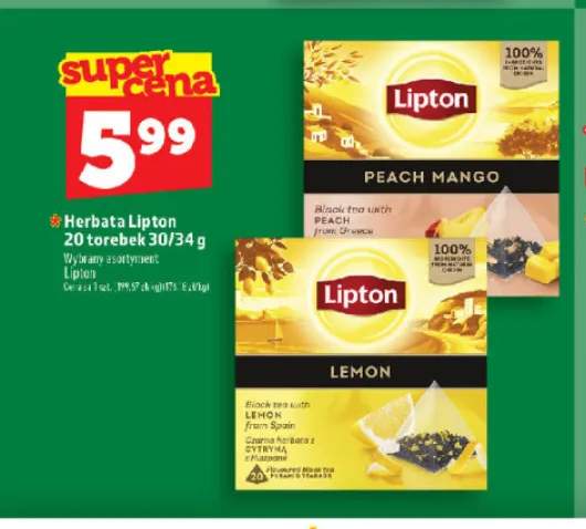 Herbata czarna Lipton Lemon 20-pak +1 wariant