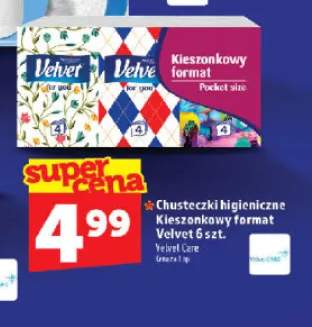 Chusteczki higieniczne Kieszonkowy format Velvet