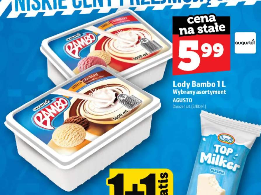 Lody Bambo waniliowo-truskawkowe Augusto +1 wariant