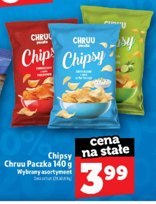 Chipsy ziemniaczane o smaku paprykowym Chruu Paczka +2 warianty