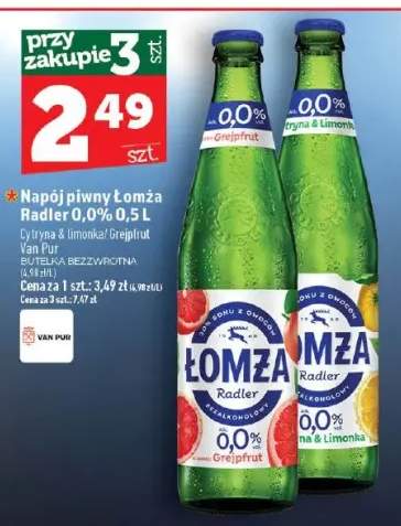 Napój piwny bezalkoholowy Łomża Radler Cytryna & Limonka +1 wariant