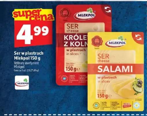 Ser w plastrach Królewski z Kolna Mlekpol +1 wariant
