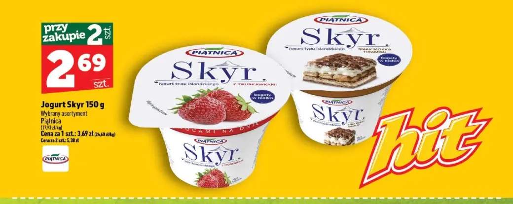 Jogurt Skyr z truskawkami Piątnica +1 wariant