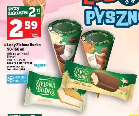 Lody rożek Zielona Budka +3 warianty