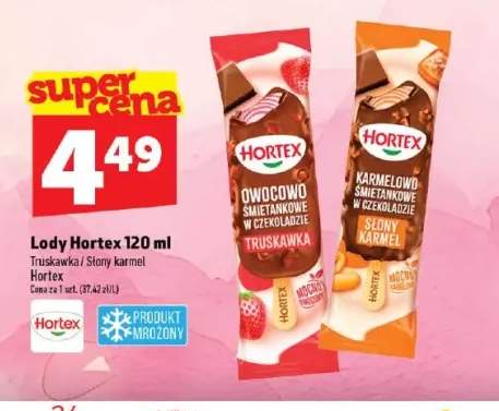 Lody owocowo-śmietankowe w czekoladzie truskawka Hortex +1 wariant