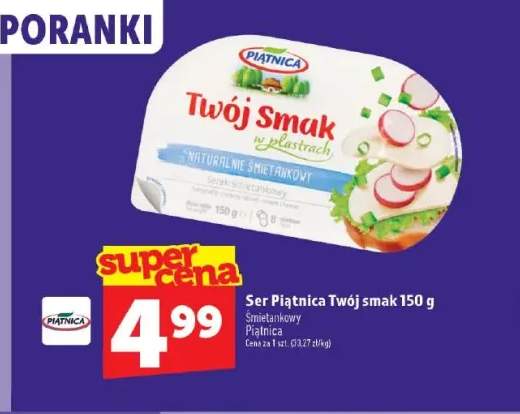 Ser śmietankowy Twój Smak w plastrach Piątnica