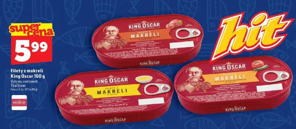 Filety z makreli w sosie pomidorowym z papryką King Oscar +2 warianty