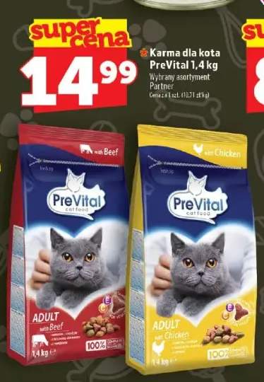 Karma dla kota PreVital Adult z wołowiną +1 wariant