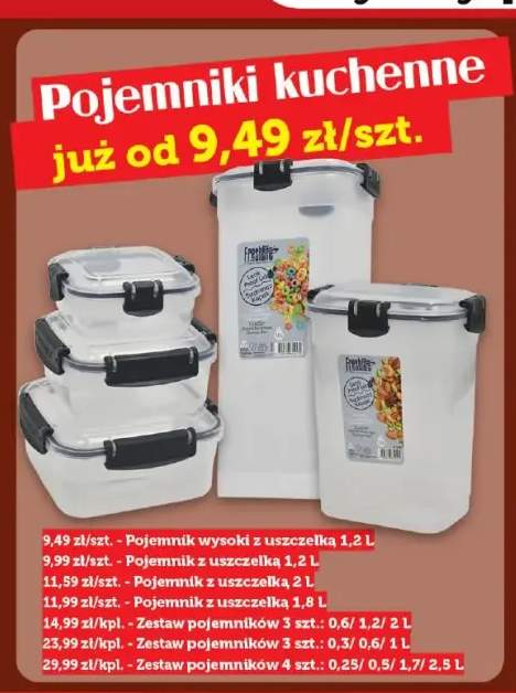 Pojemnik wysoki z uszczelką Freshlife 1,2 l +3 warianty