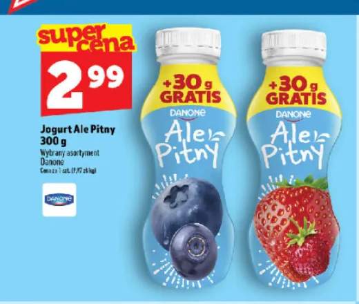 Jogurt Ale Pitny o smaku jagodowym Danone +1 wariant